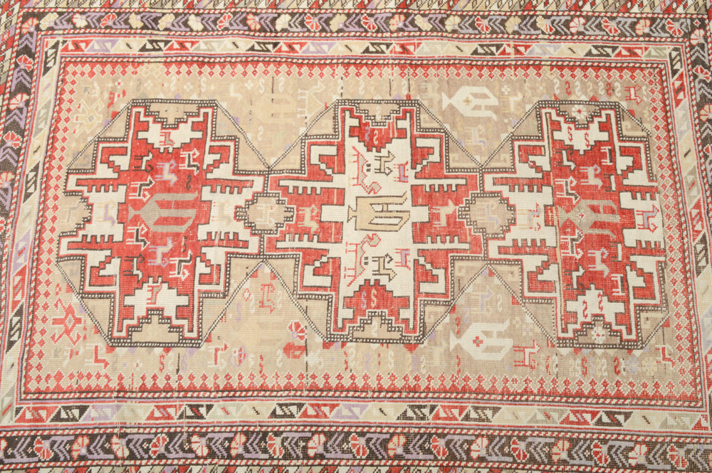 Antique Hand Knotted Turkish Anatolian Accent Rug