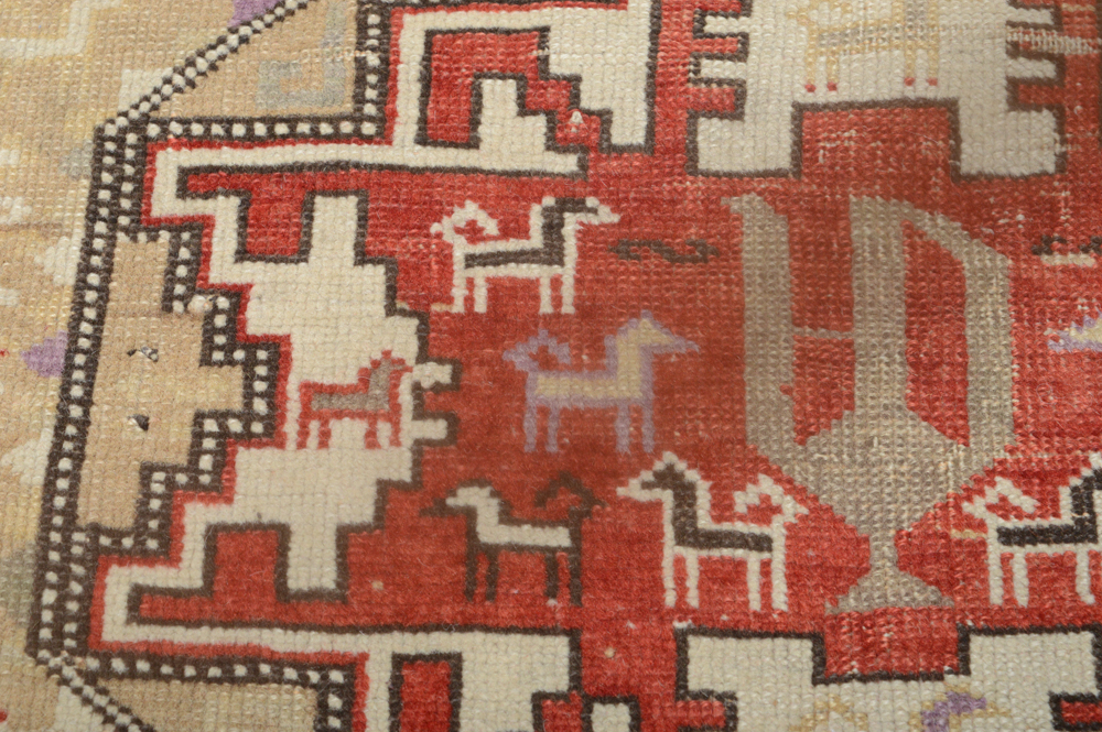 Antique Hand Knotted Turkish Anatolian Accent Rug