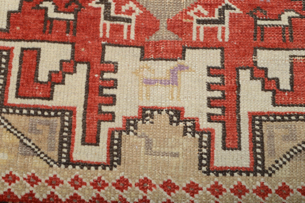 Antique Hand Knotted Turkish Anatolian Accent Rug