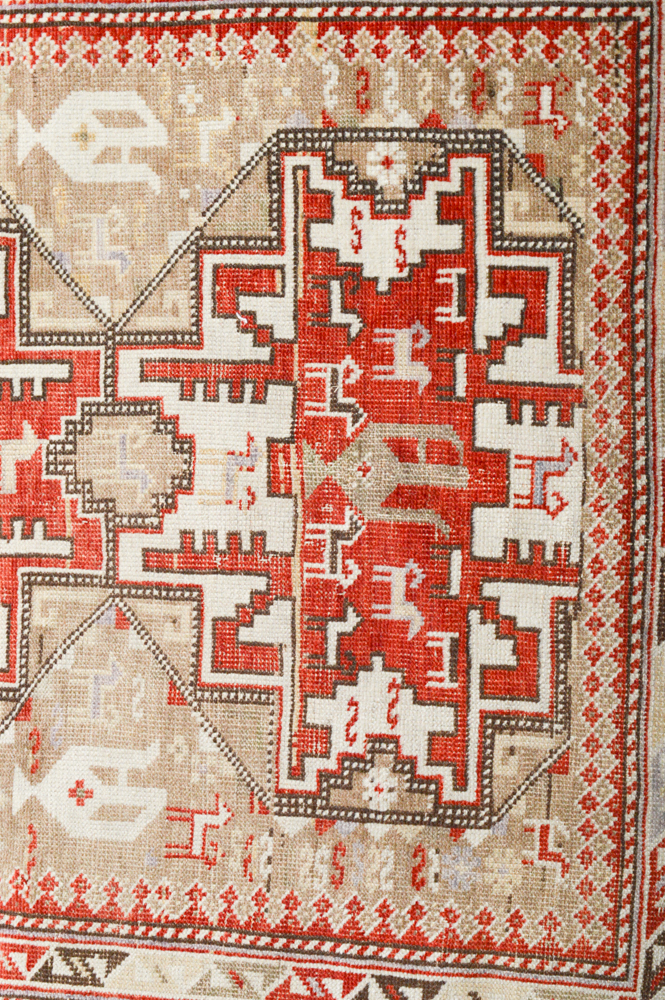 Antique Hand Knotted Turkish Anatolian Accent Rug