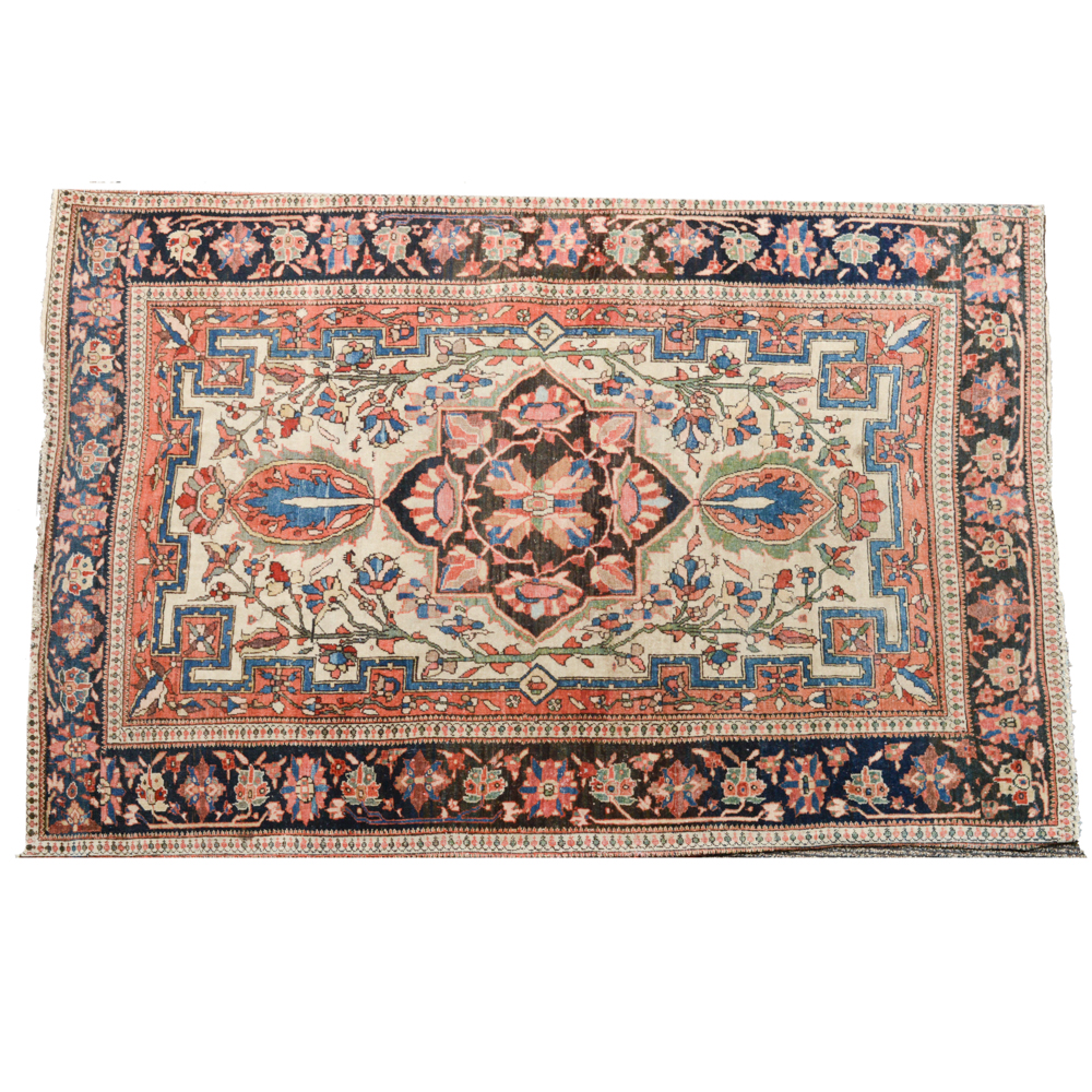 Antique Hand Knotted Persian Sarouk Accent Rug