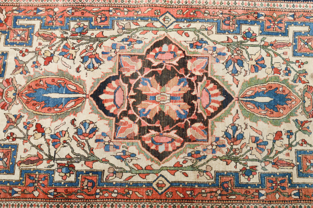 Antique Hand Knotted Persian Sarouk Accent Rug