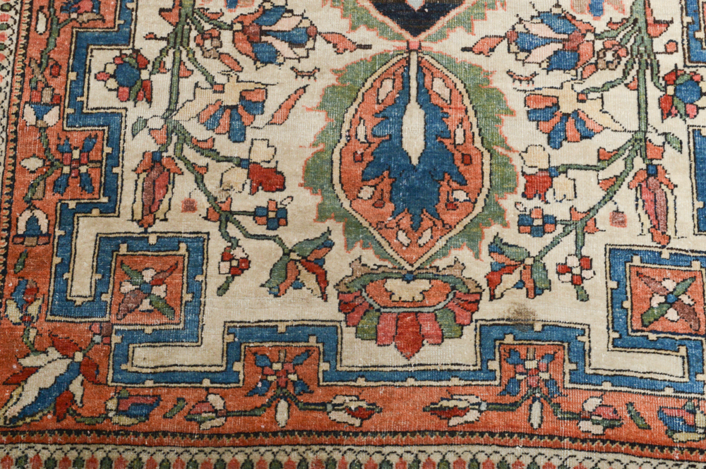 Antique Hand Knotted Persian Sarouk Accent Rug