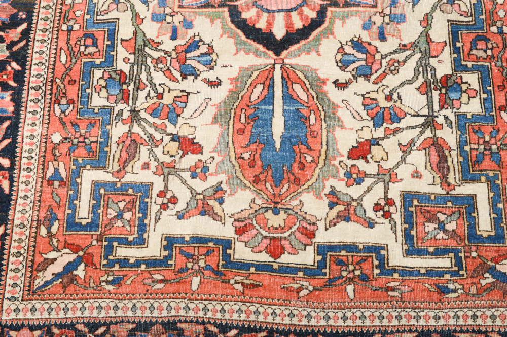 Antique Hand Knotted Persian Sarouk Accent Rug