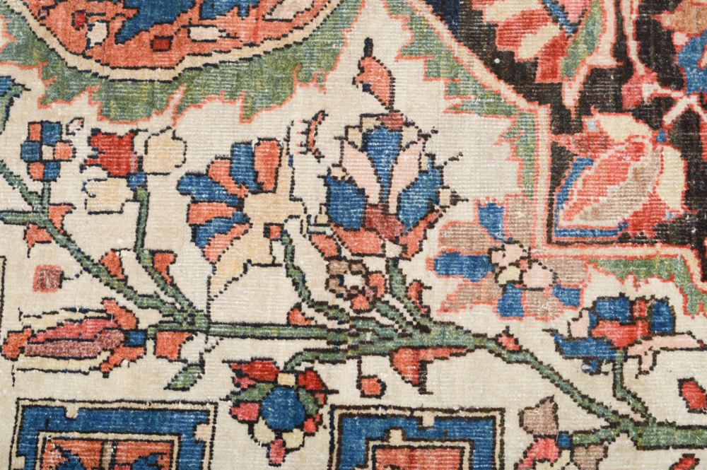 Antique Hand Knotted Persian Sarouk Accent Rug