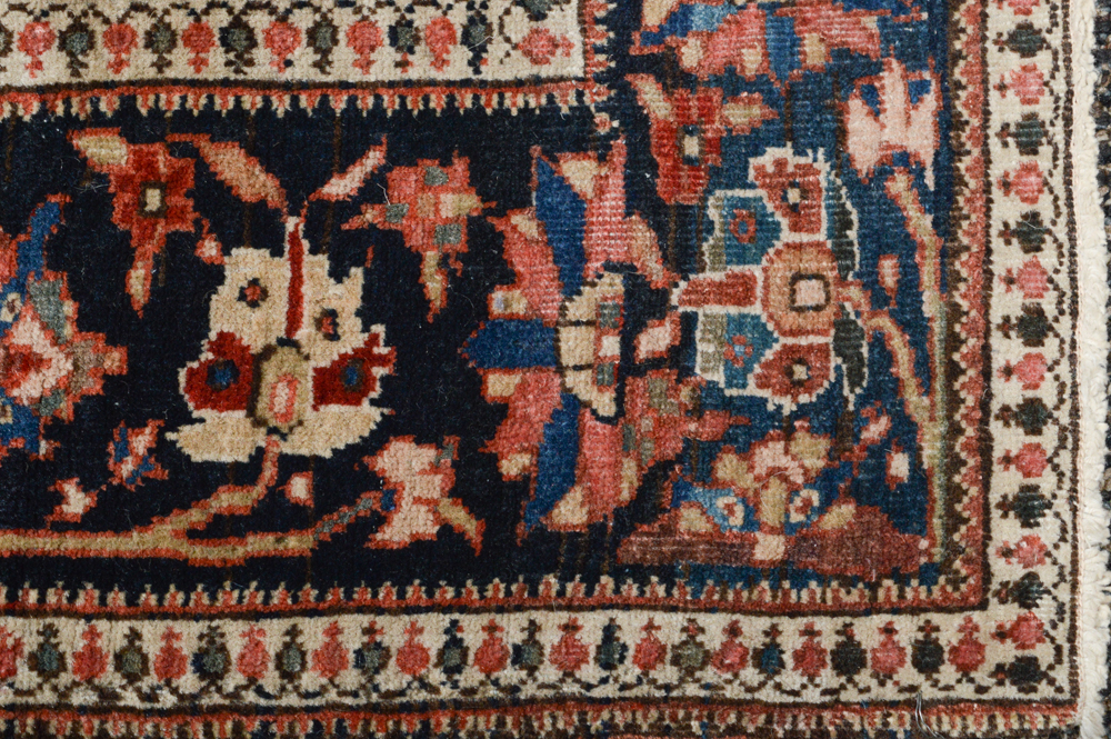Antique Hand Knotted Persian Sarouk Accent Rug