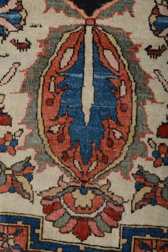 Antique Hand Knotted Persian Sarouk Accent Rug