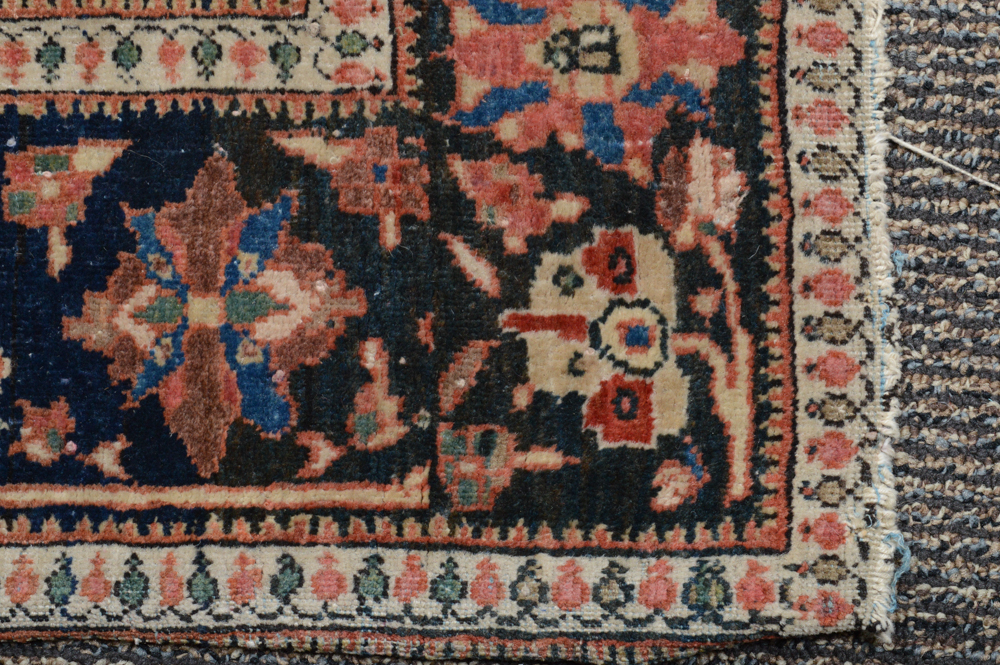 Antique Hand Knotted Persian Sarouk Accent Rug