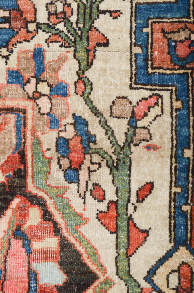 Antique Hand Knotted Persian Sarouk Accent Rug