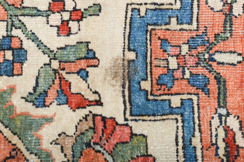 Antique Hand Knotted Persian Sarouk Accent Rug