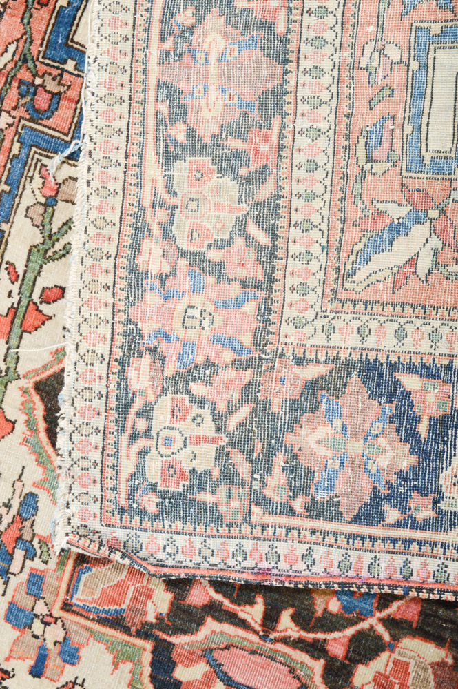 Antique Hand Knotted Persian Sarouk Accent Rug