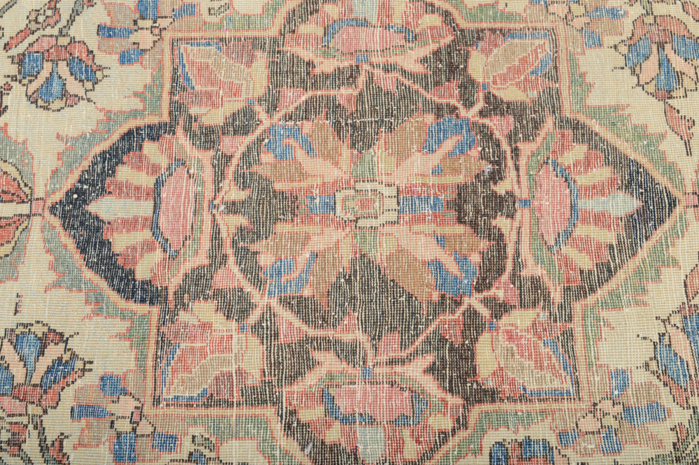 Antique Hand Knotted Persian Sarouk Accent Rug