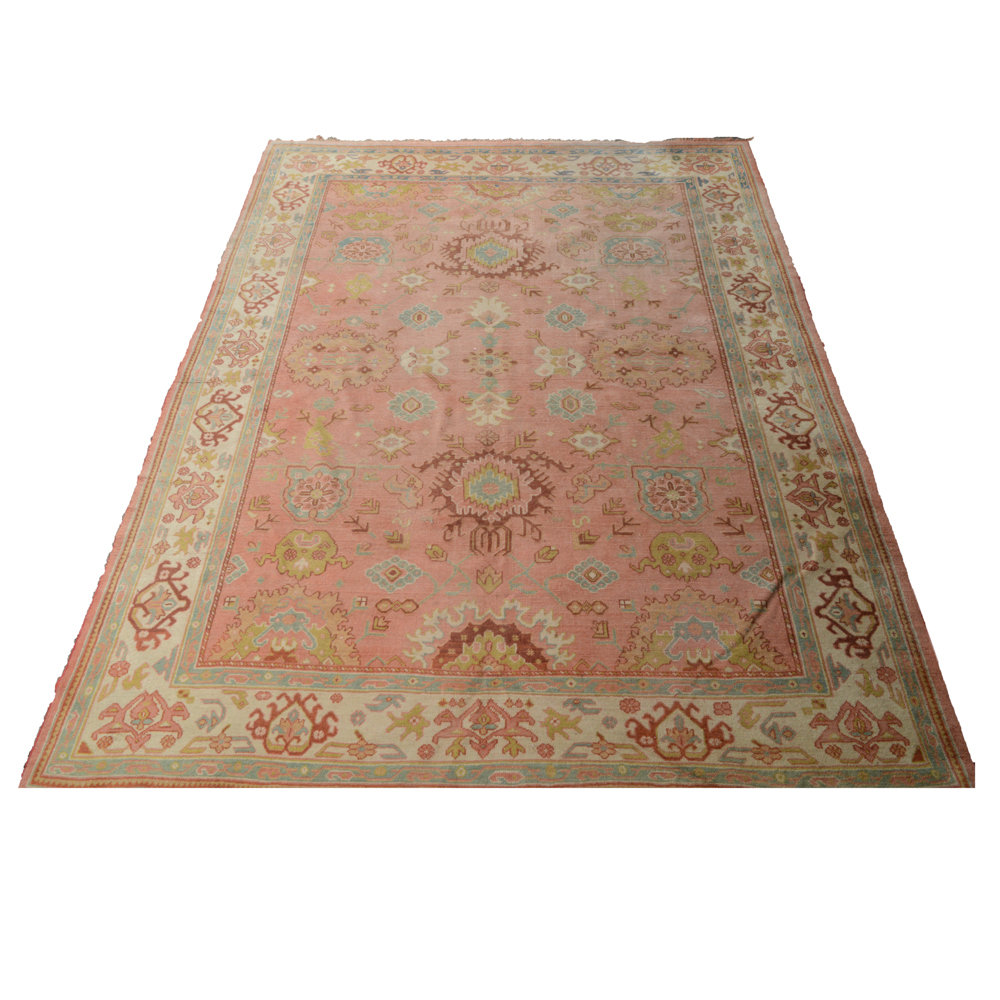 Antique Hand Knotted Turkish Oushak Area Rug