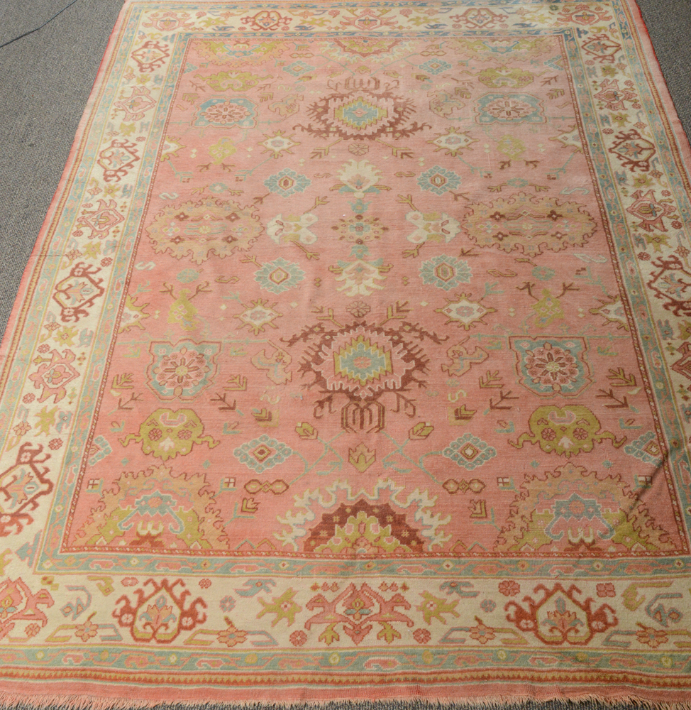 Antique Hand Knotted Turkish Oushak Area Rug