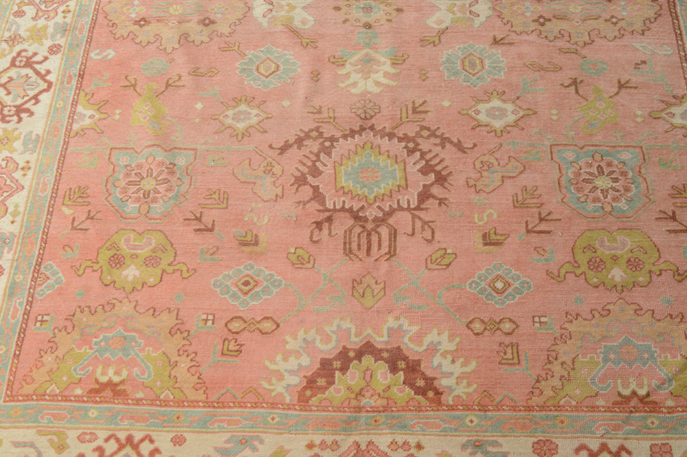 Antique Hand Knotted Turkish Oushak Area Rug