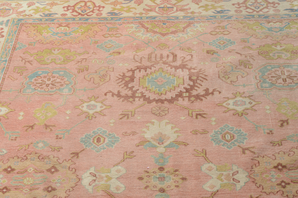 Antique Hand Knotted Turkish Oushak Area Rug