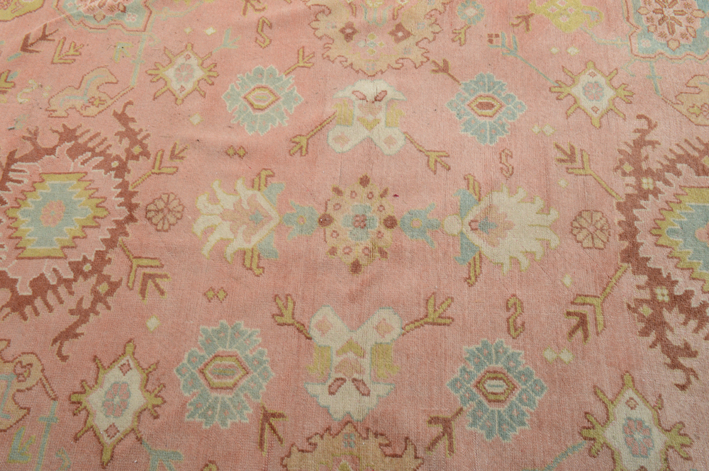 Antique Hand Knotted Turkish Oushak Area Rug