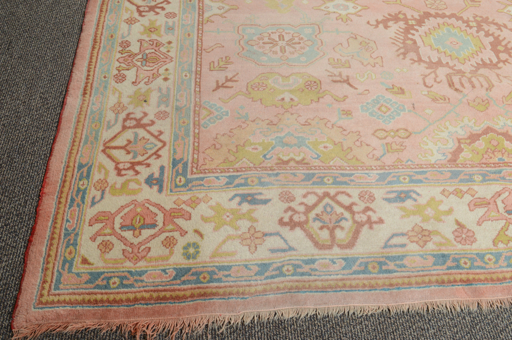Antique Hand Knotted Turkish Oushak Area Rug