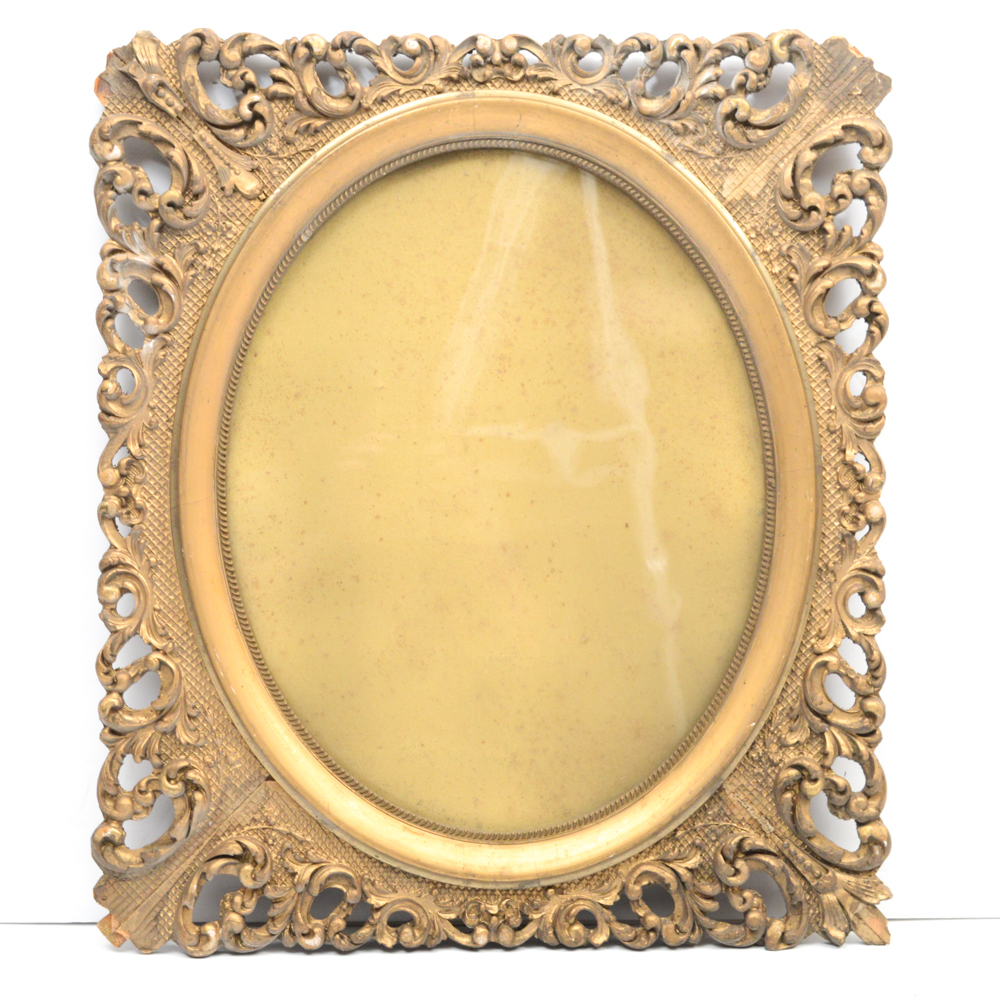 Vintage Gold Tone Frame with Oval Glass