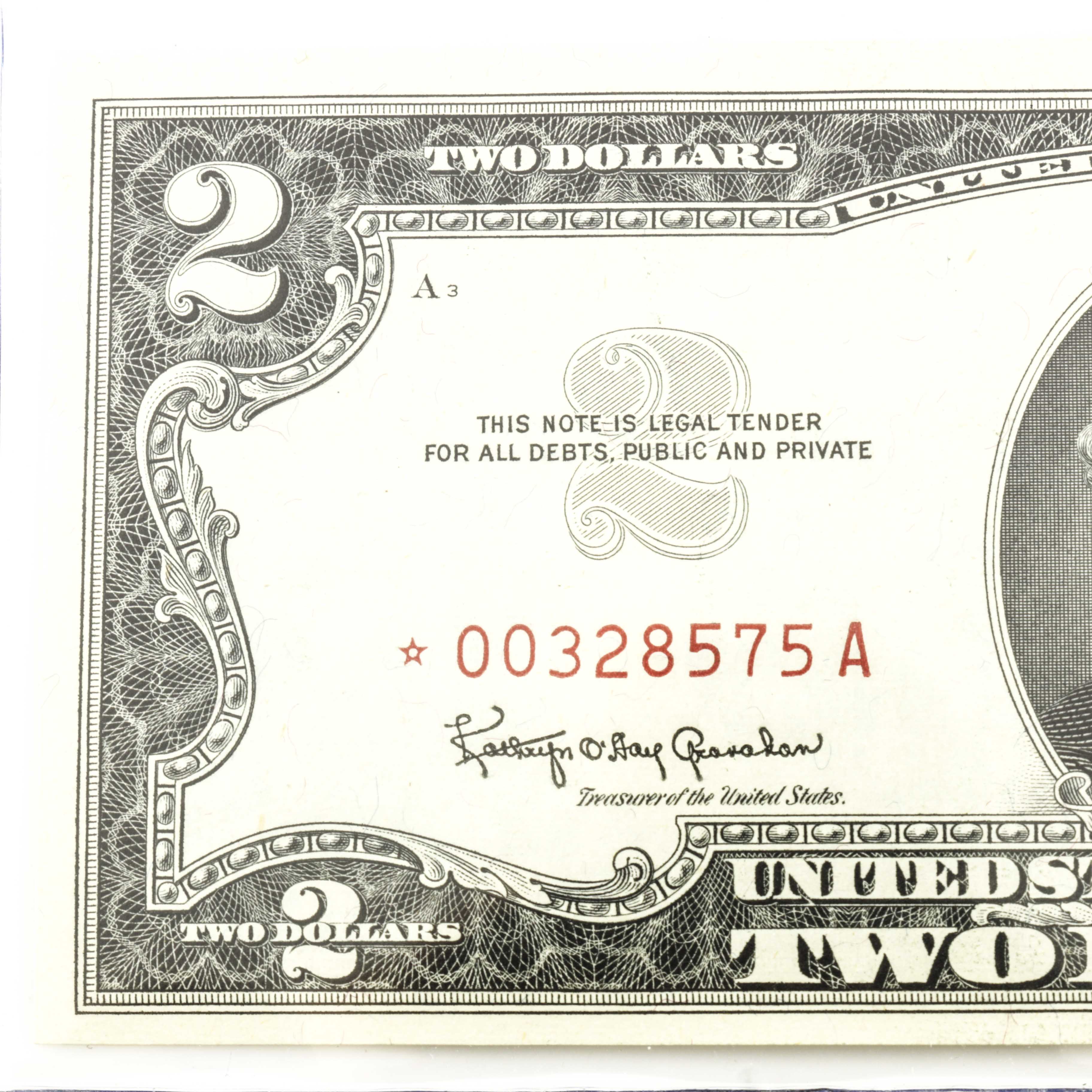 Three U.S. $2 Legal Tender Star Banknotes