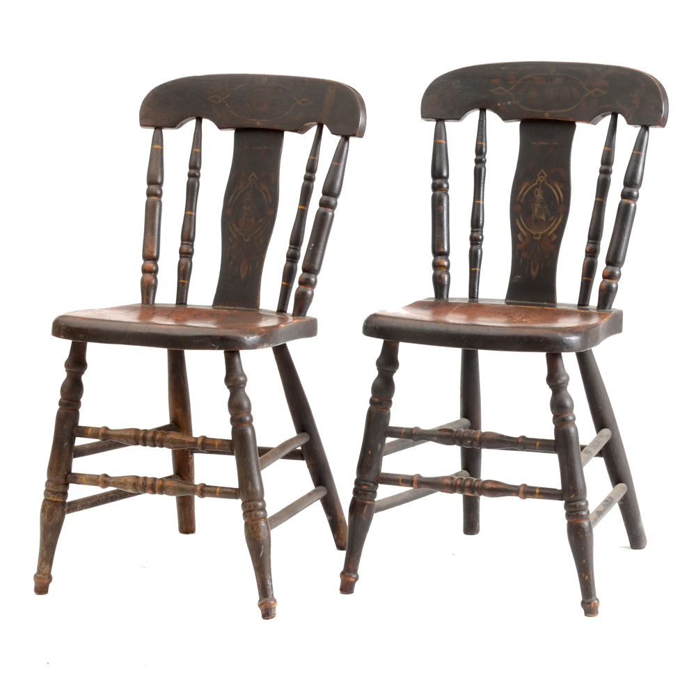 Pair of Early 19th Century Stenciled Chairs