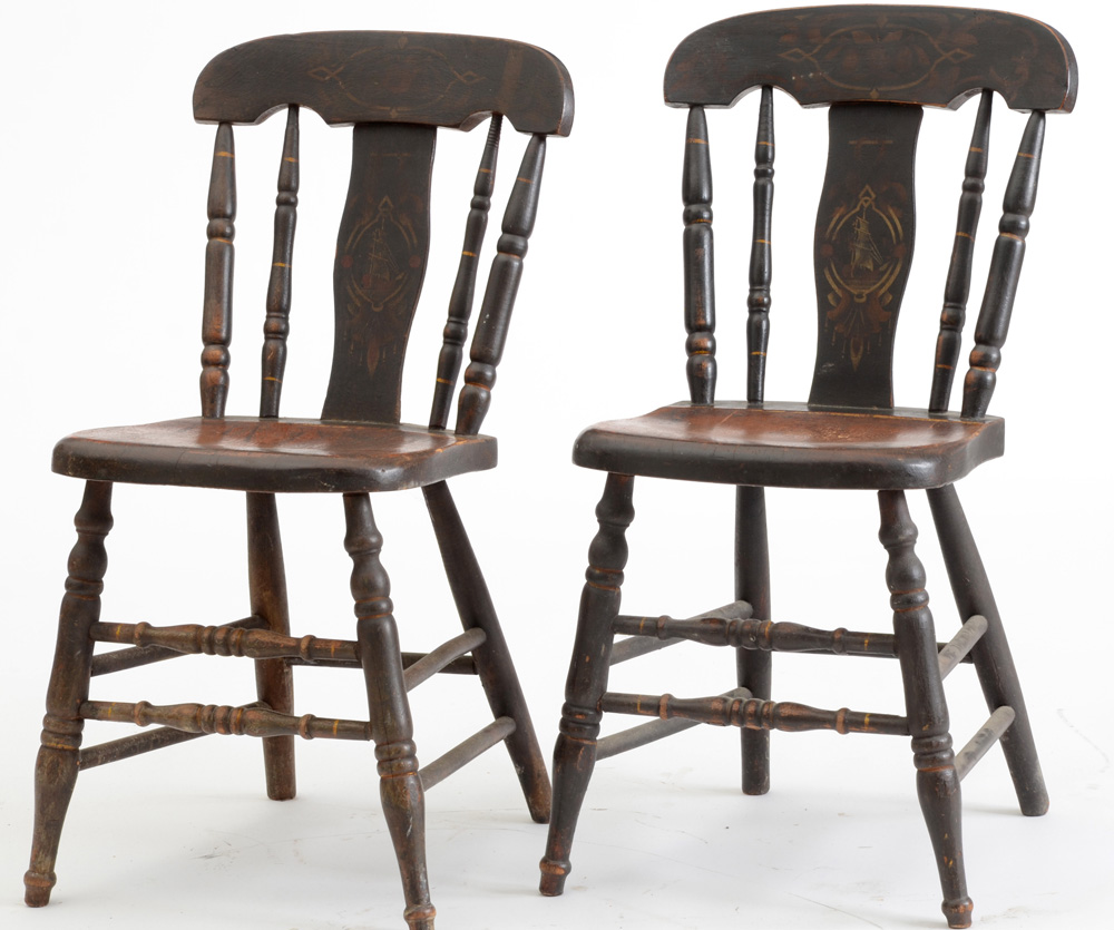 Pair of Early 19th Century Stenciled Chairs