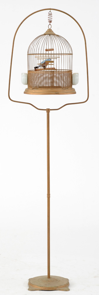 Vintage Hendryx Painted Metal Bird Cage with Stand