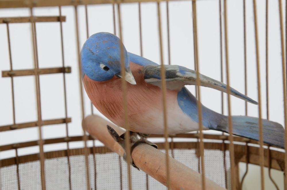 Vintage Hendryx Painted Metal Bird Cage with Stand