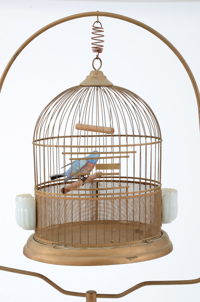 Vintage Hendryx Painted Metal Bird Cage with Stand