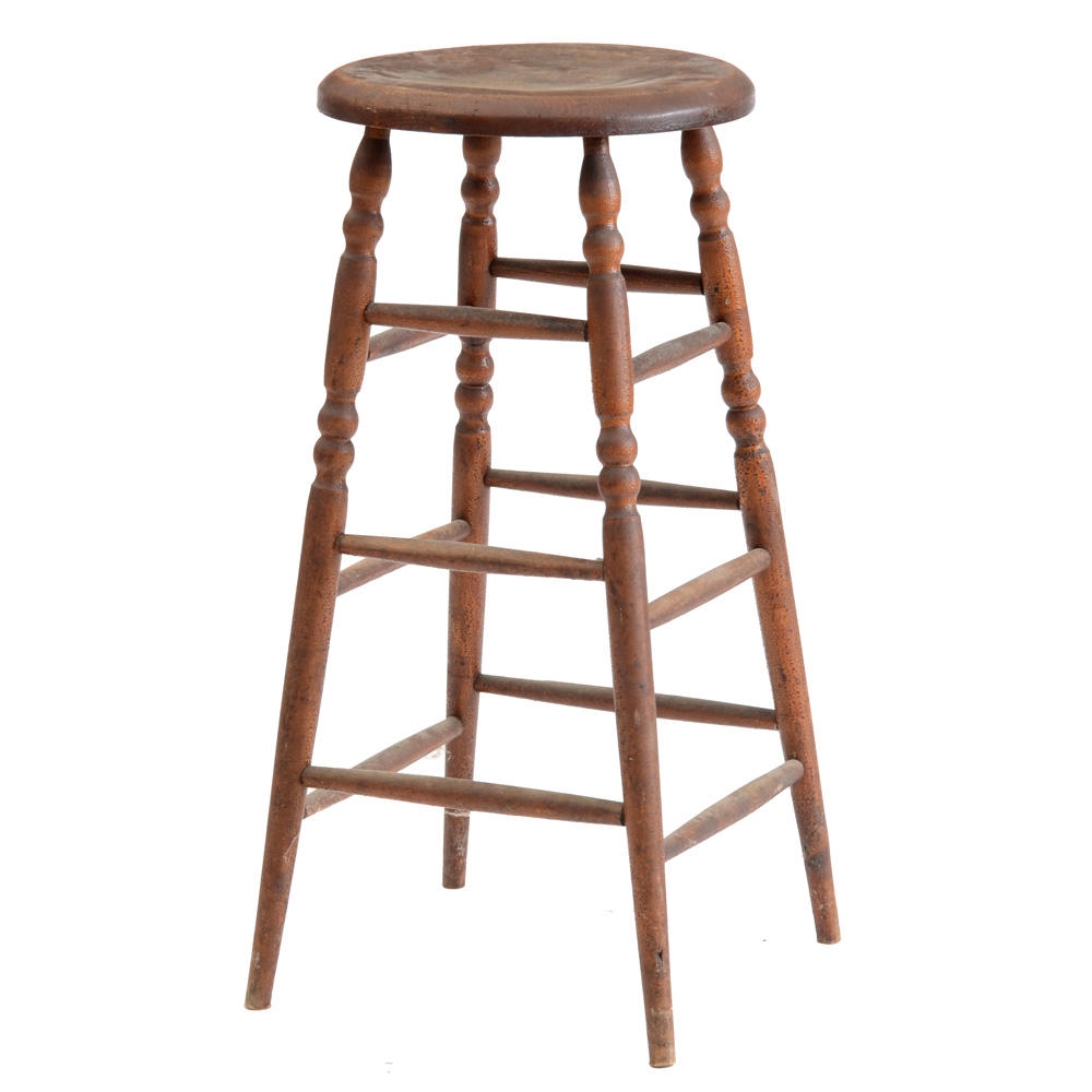 Antique Oak Bar Stool