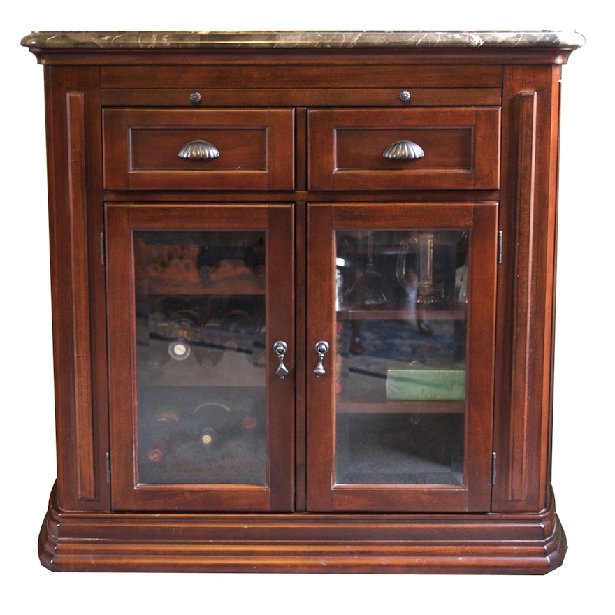 Cherry and Glass Bar Cabinet