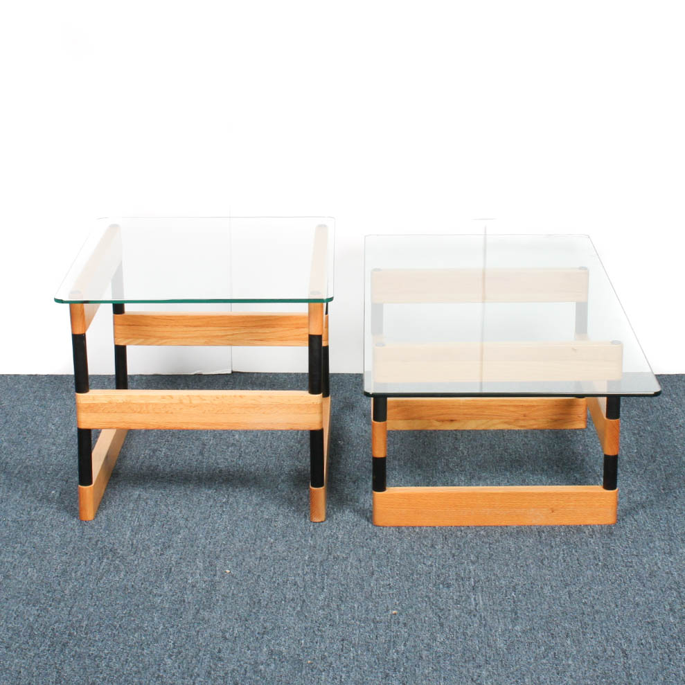 Contemporary Oak Table Pair