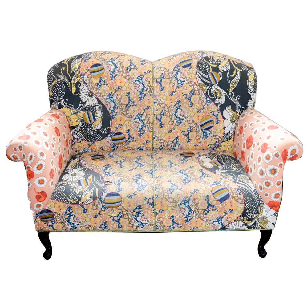 Colorful Floral Upholstered Loveseat