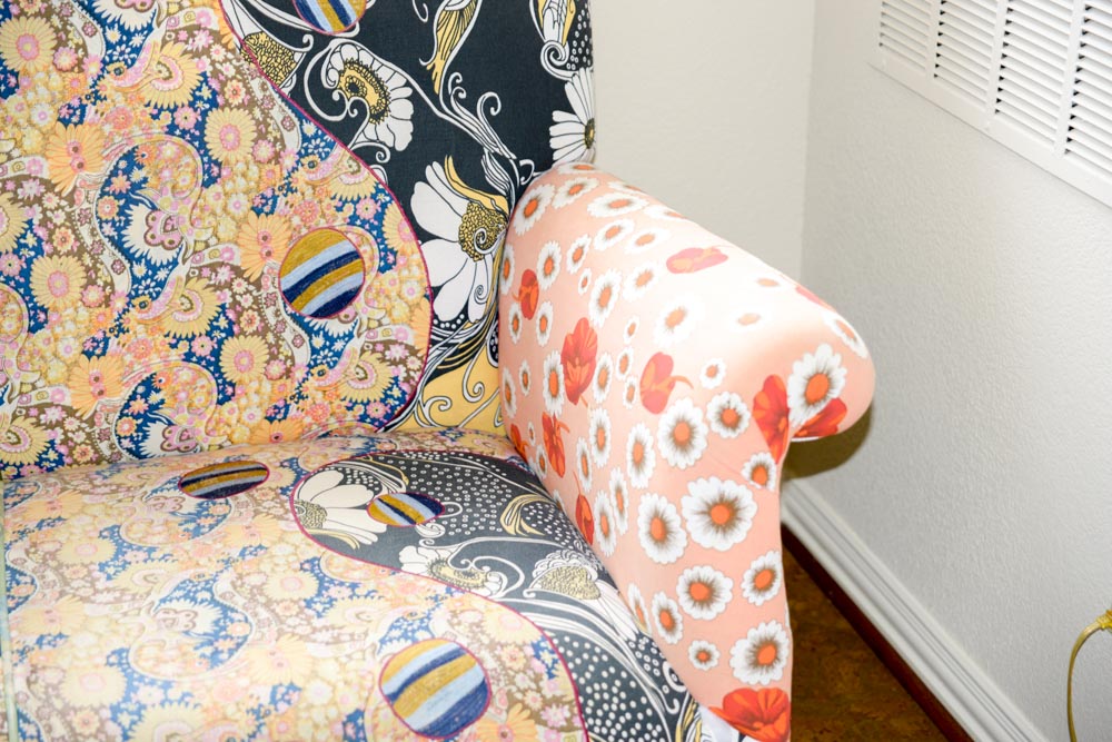 Colorful Floral Upholstered Loveseat