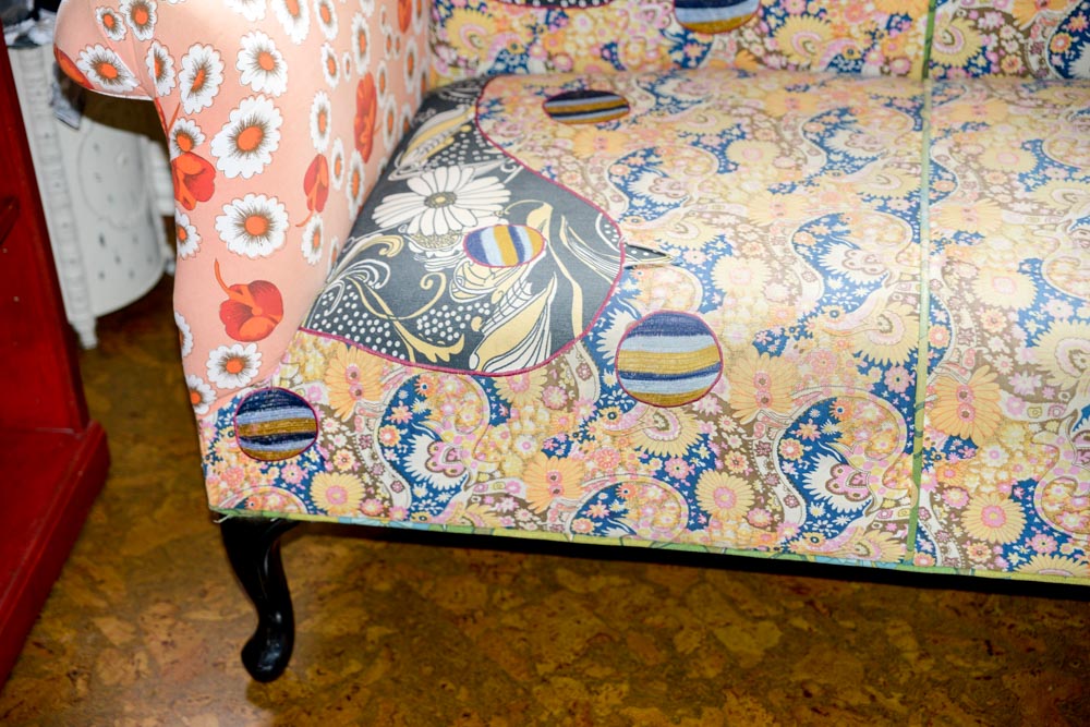 Colorful Floral Upholstered Loveseat