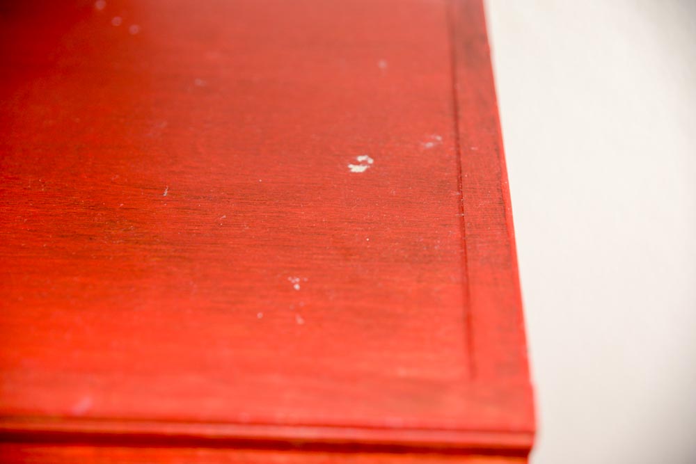 Bookcase with Distressed Red Finish