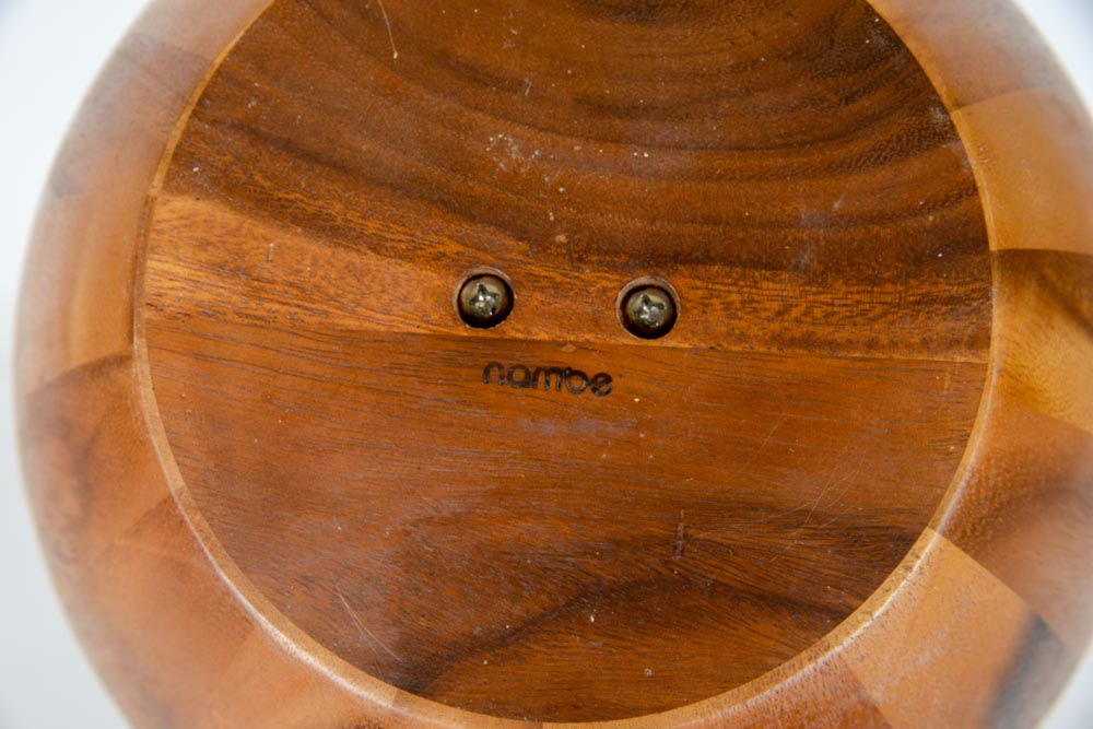 Nambe Wooden Fruit Tree Bowl with Metal Alloy Center