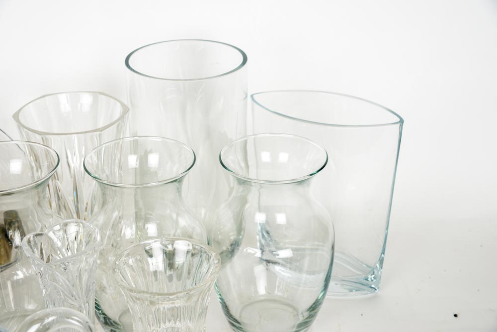 Assortment of Clear Glass Vases