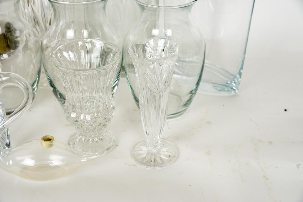 Assortment of Clear Glass Vases