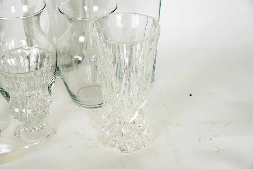 Assortment of Clear Glass Vases