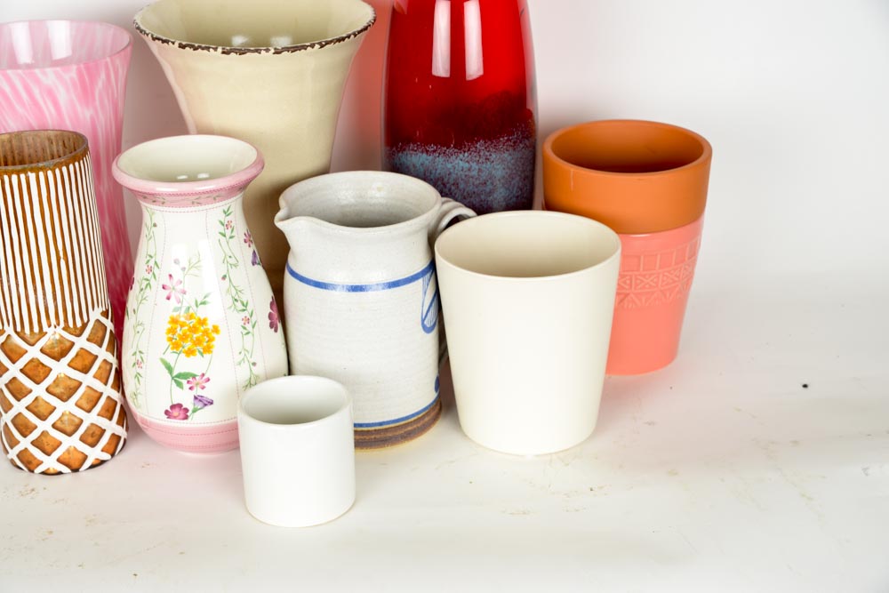 Assortment of Ceramic and Glass Vases