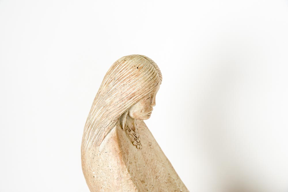 Cast Plaster Mother and Child Sculpture