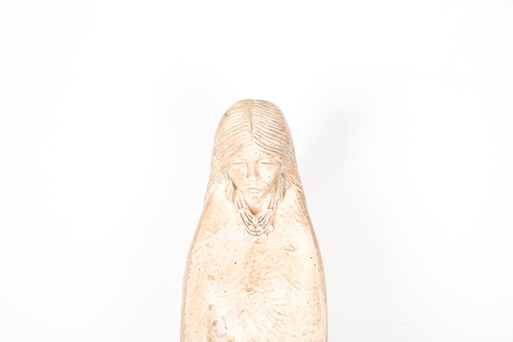 Cast Plaster Mother and Child Sculpture