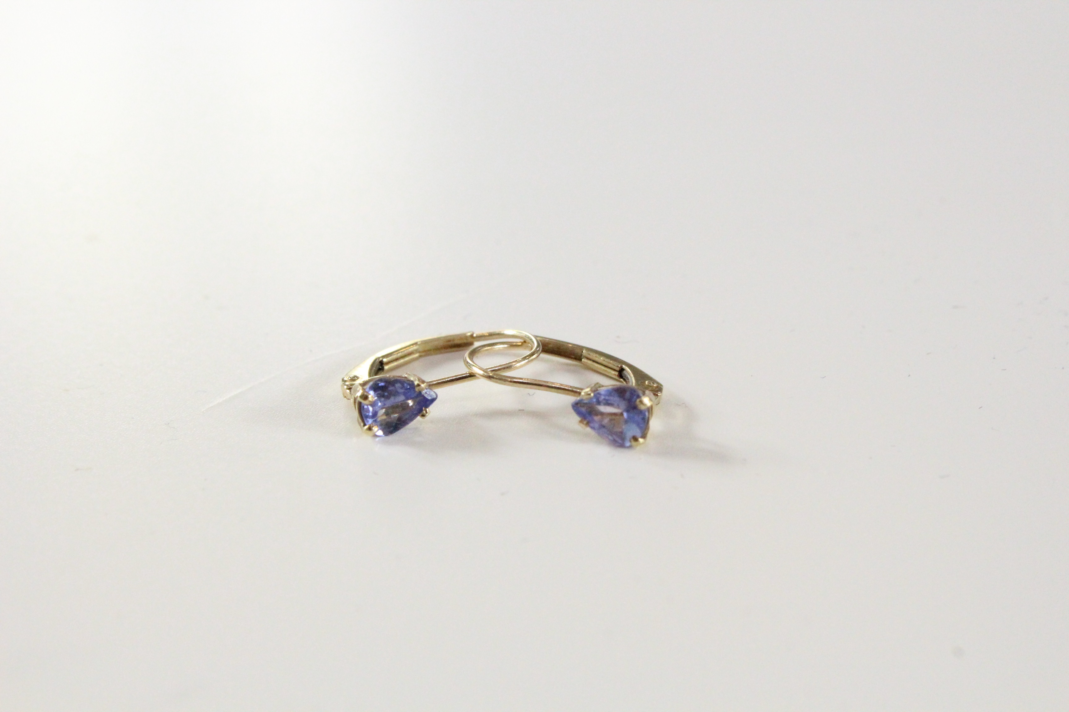 Three Pair of 10K Gold Tanzanite and Citrine Earrings