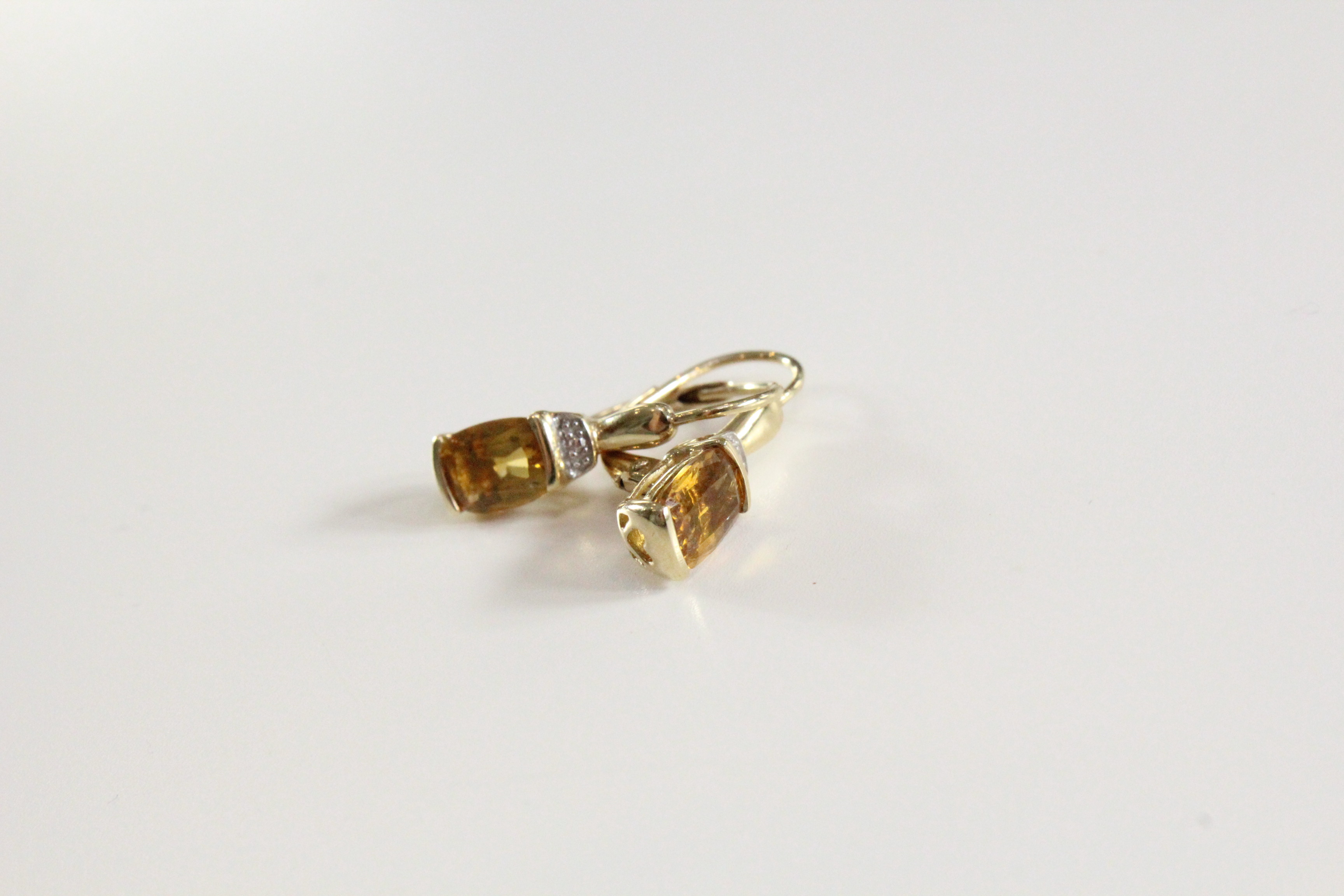 Three Pair of 10K Gold Tanzanite and Citrine Earrings