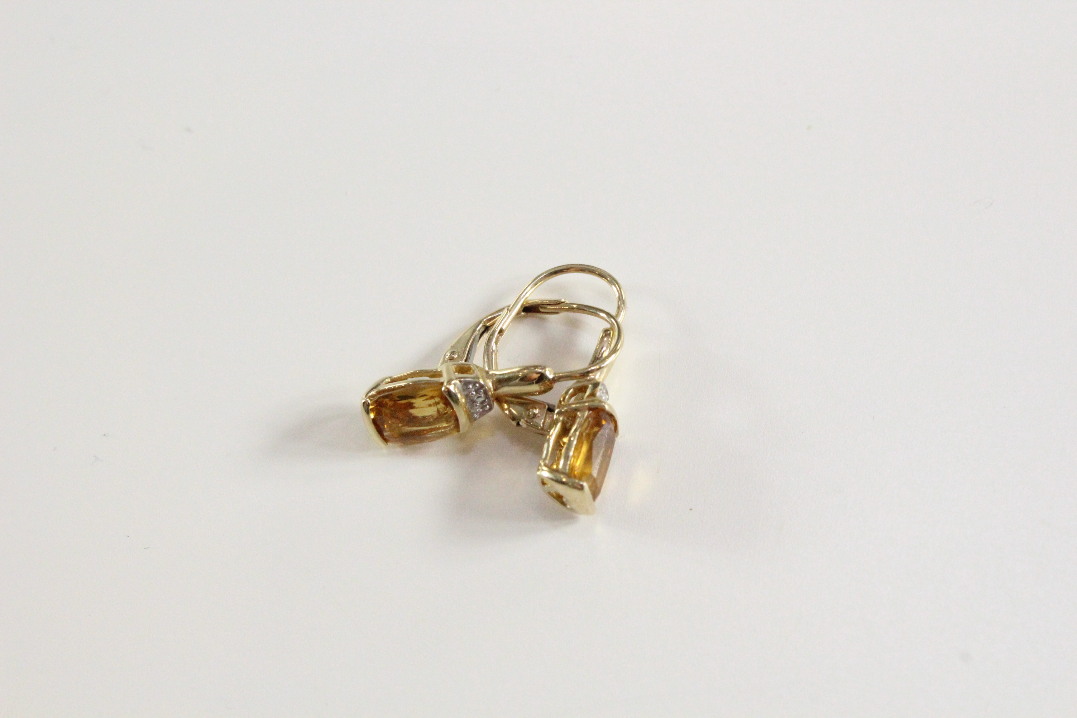 Three Pair of 10K Gold Tanzanite and Citrine Earrings