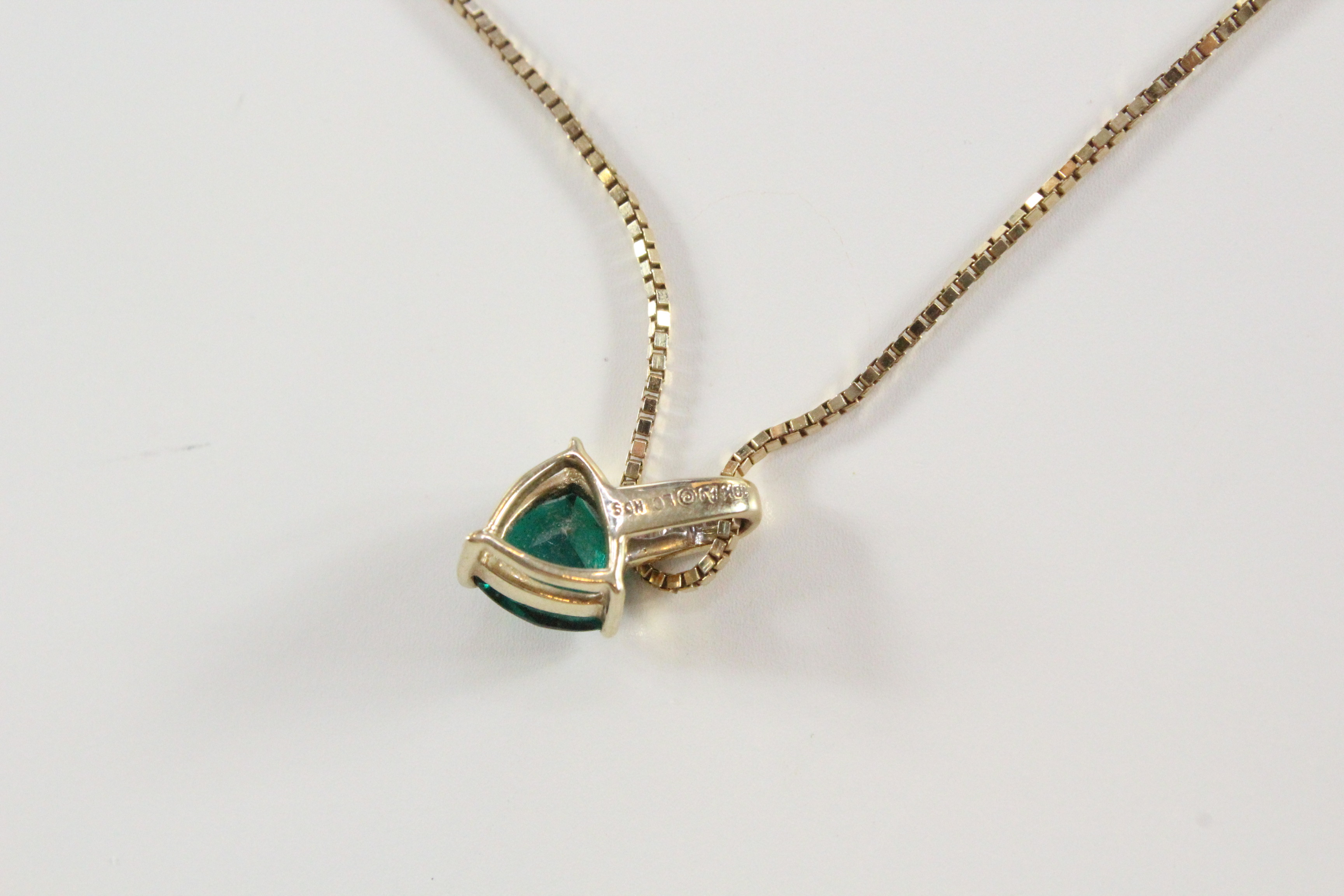 14K and 10K Diamond and Synthetic Emerald Necklace