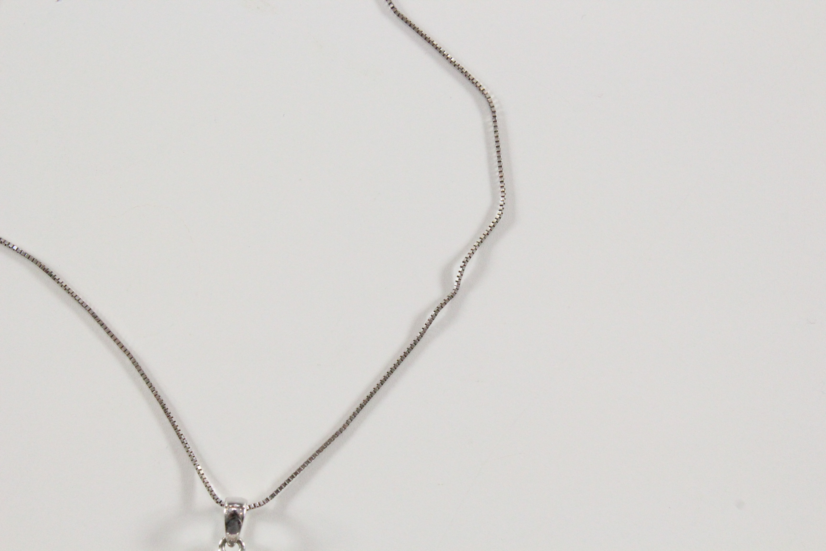 10K White Gold Synthetic Sapphire Heart Shaped Necklace