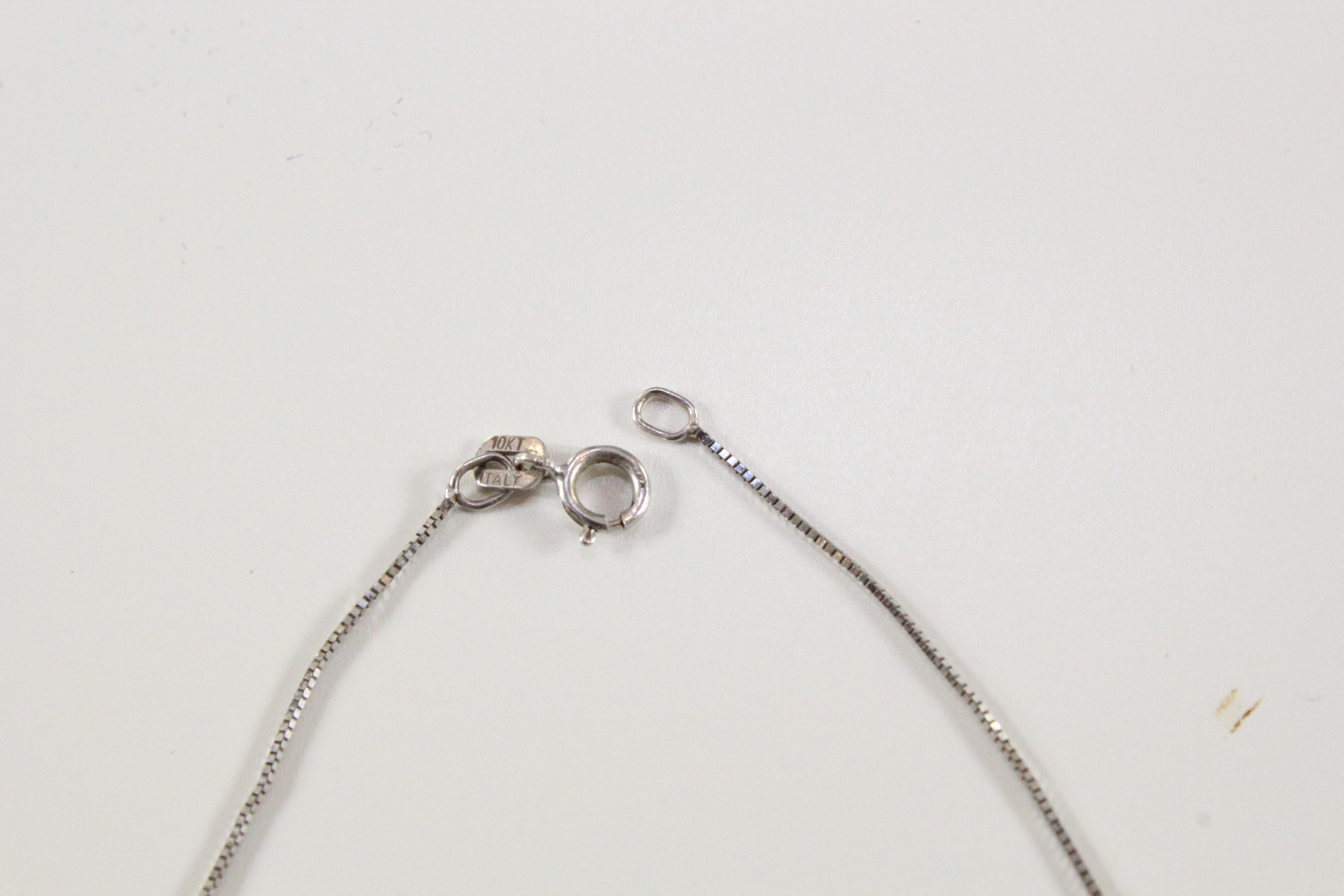 10K White Gold Synthetic Sapphire Heart Shaped Necklace