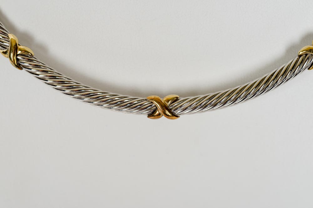 Silver and Gold Tone Necklace and Earrings